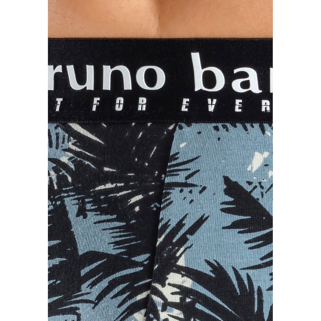 Bruno Banani Langer Boxer, (Packung, 4 St., 4er-Pack), mit Palmendruck und unifarben aus Baumwollmischung