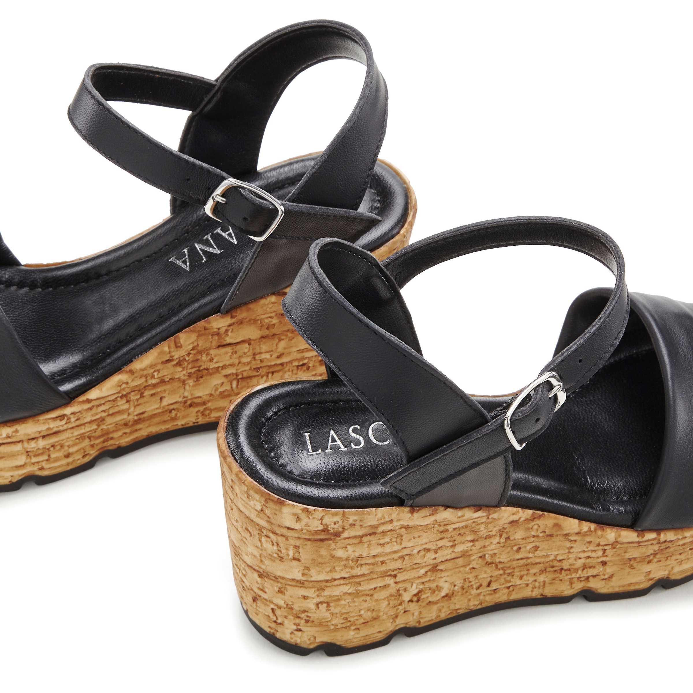 LASCANA Sandales »Sommerschuh, offener Schuh, Sandale, Keilsandalette,«  NEU aus Leder mit Keilabsatz