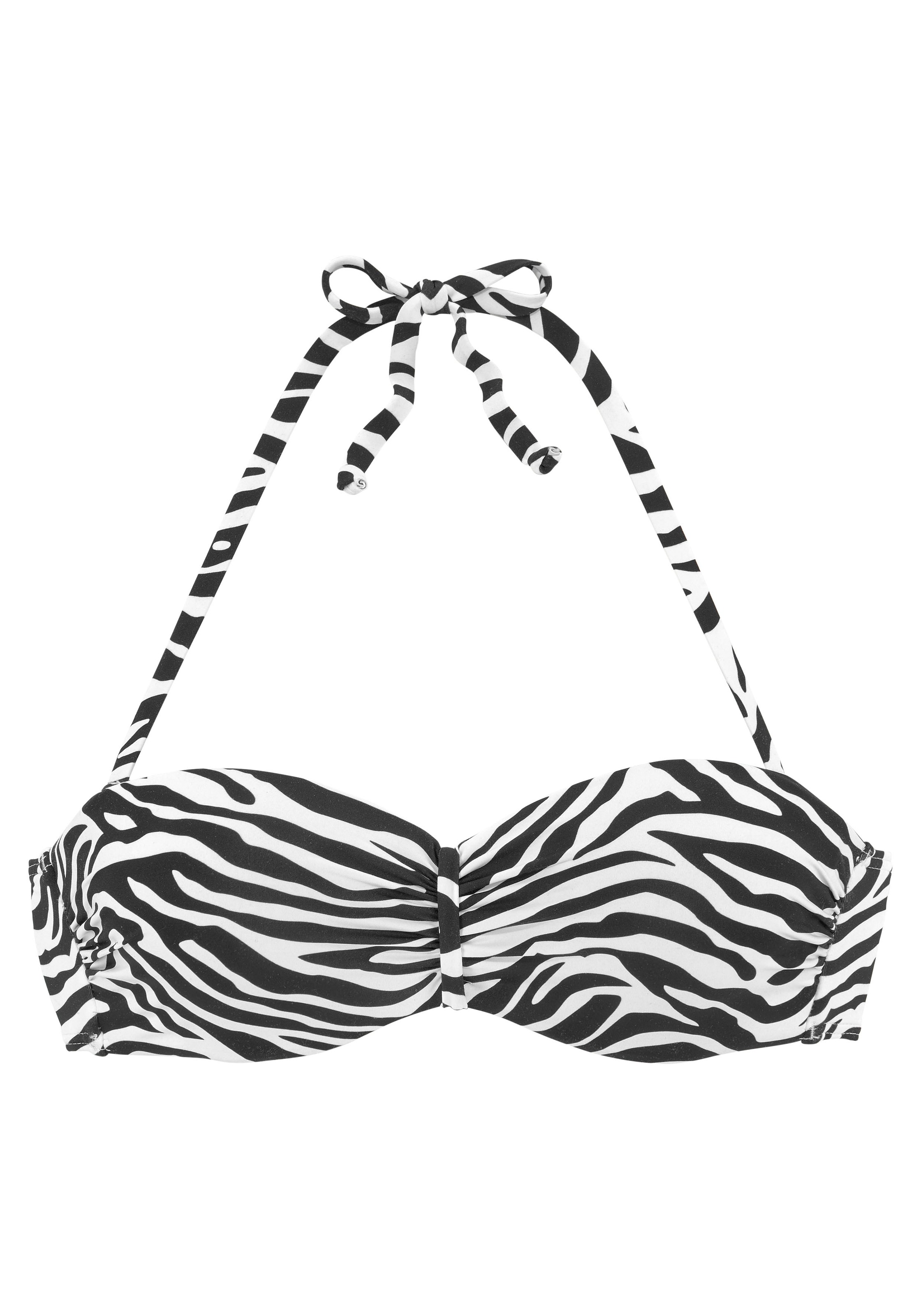 Venice Beach Bügel-Bandeau-Bikini-Top "Fjella" in zweifarbiger Animal-Optik