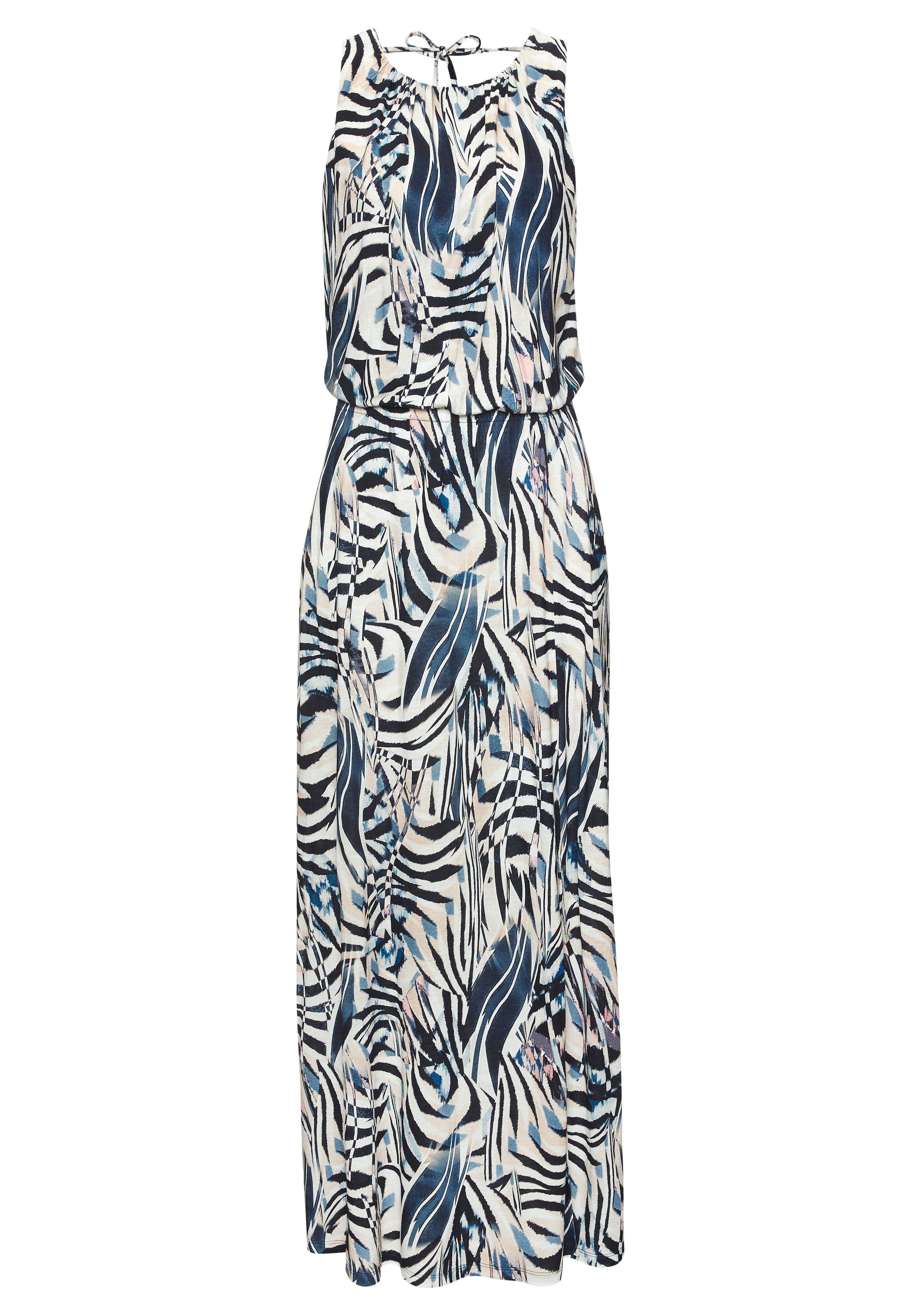 LASCANA Maxikleid »aus Jerseyware mit hohem Beinschlitz mit Alloverdruck« Sommerkleid, Strandkleid, leichtes Jerseykleid, casual