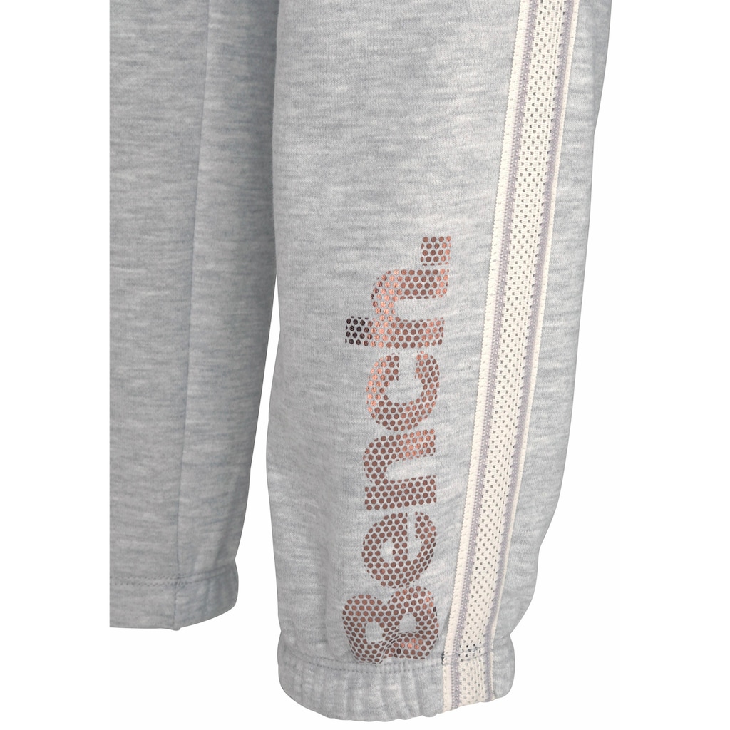 Bench. Relaxhose, mit gestreiftem Bund und Glanzprint, Loungewear, Loungeanzug