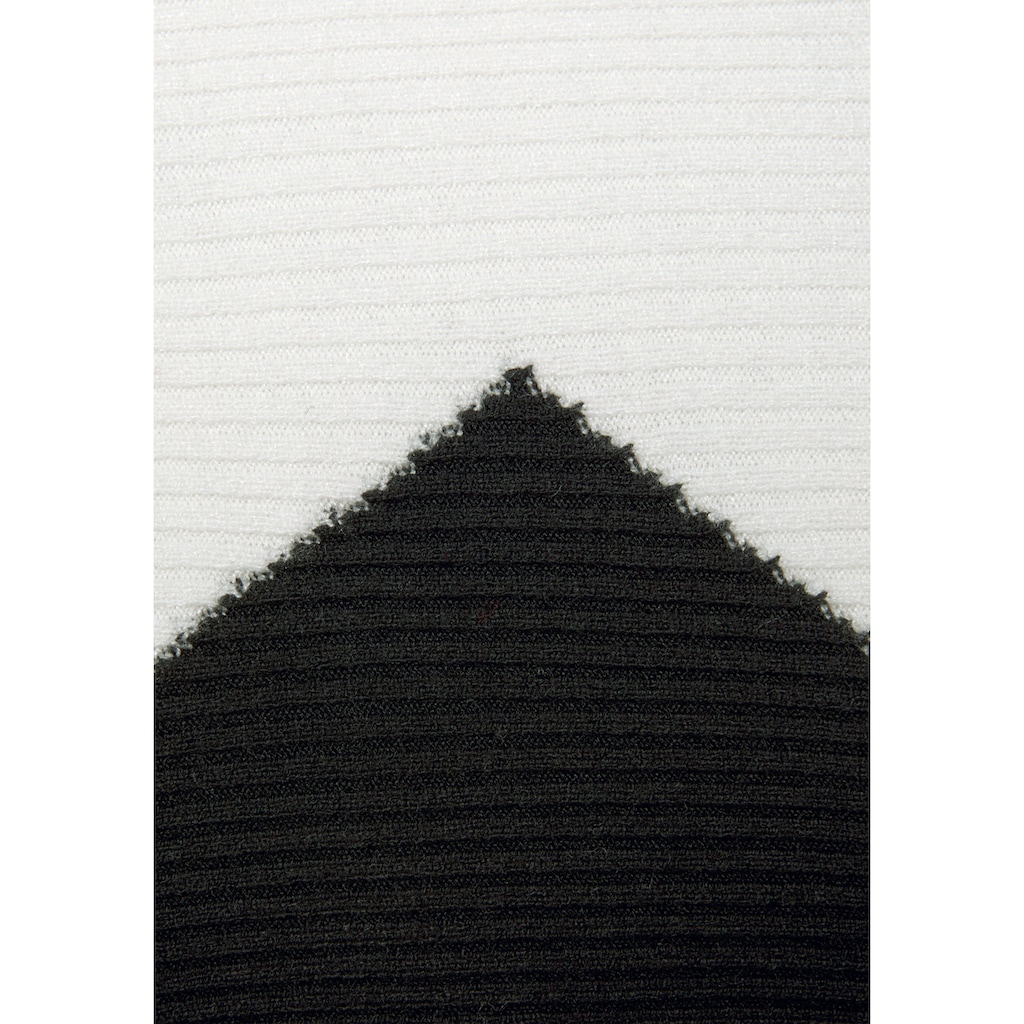 LASCANA Strickpullover, mit Colorblock-Optik und leichten Fledermausärmeln