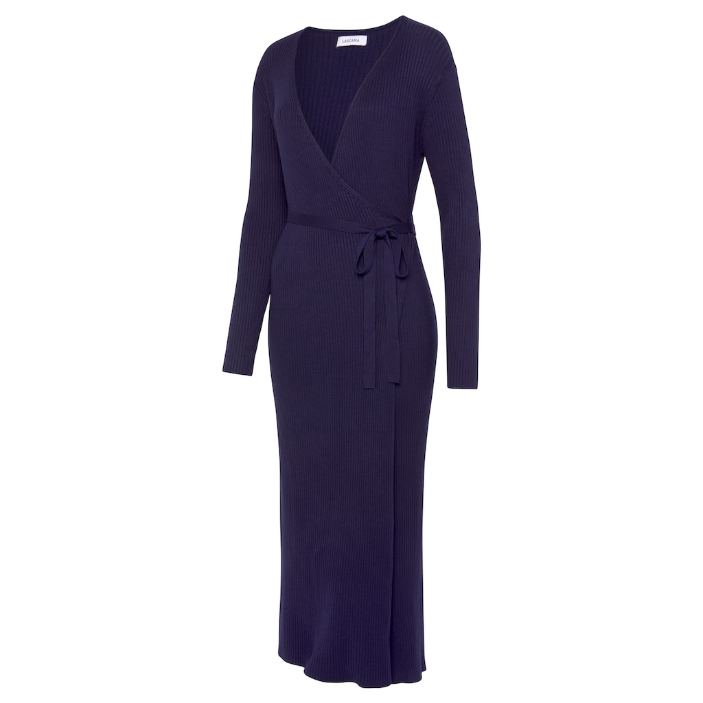 LASCANA Strickkleid, Loungekleid zum wickeln mit Taillengürtel, Loungewear