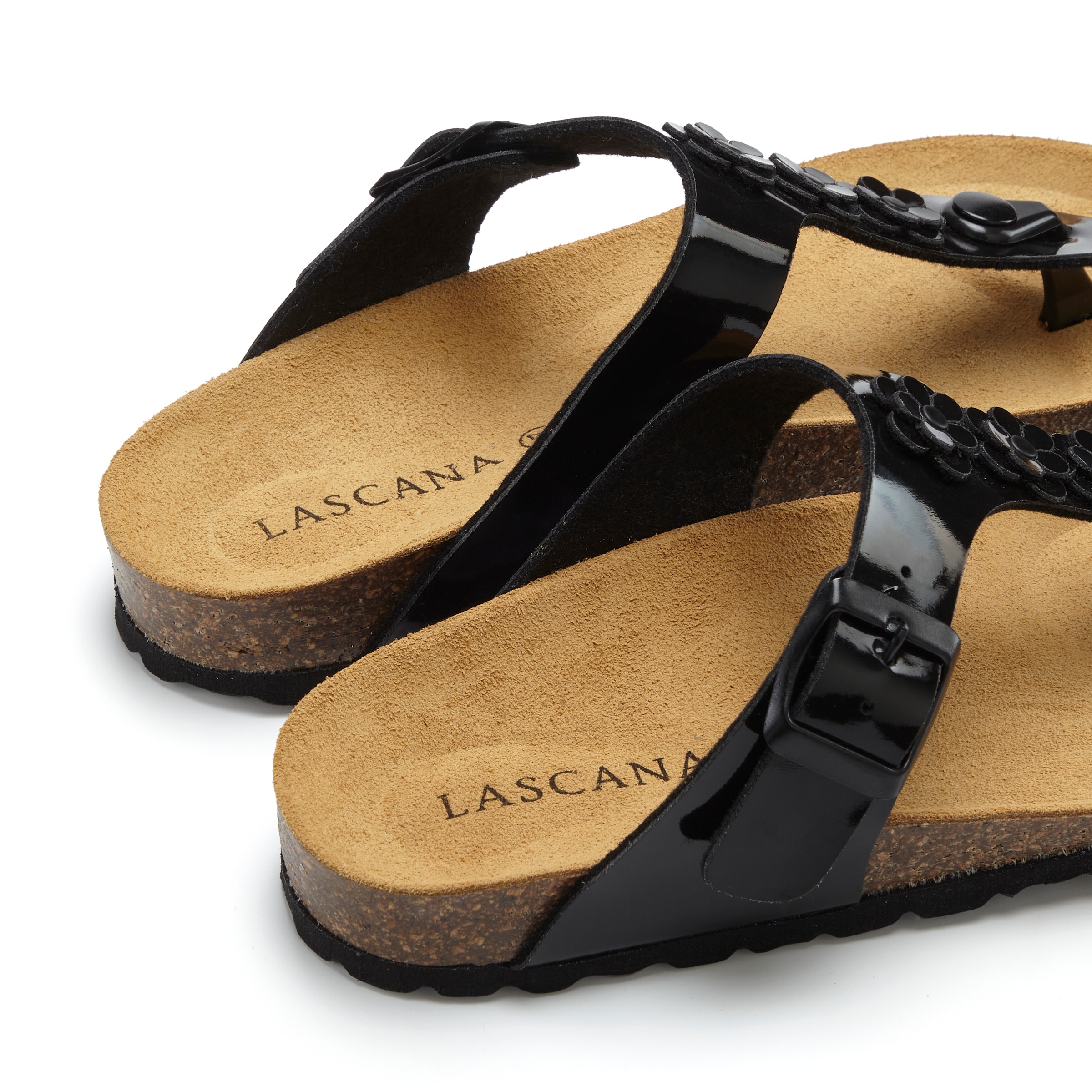 LASCANA Zehentrenner »Sandale, Pantolette, offener Schuh, Sommerschuh,«  mit komfortablem Korkfussbett