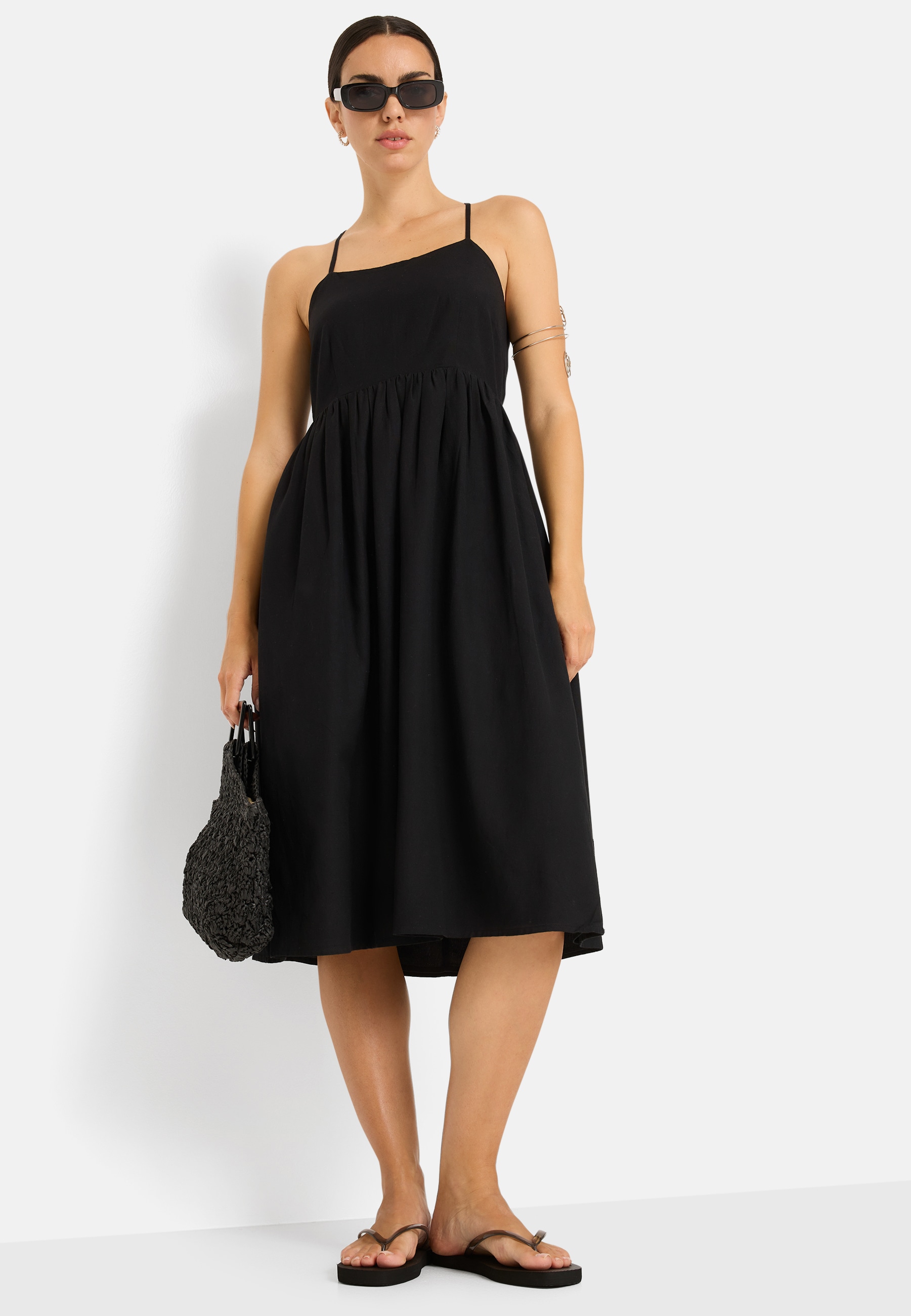 LSCN by LASCANA Robe midi Sans poches mit tiefem Rückenausschnitt, Sommerkleid
