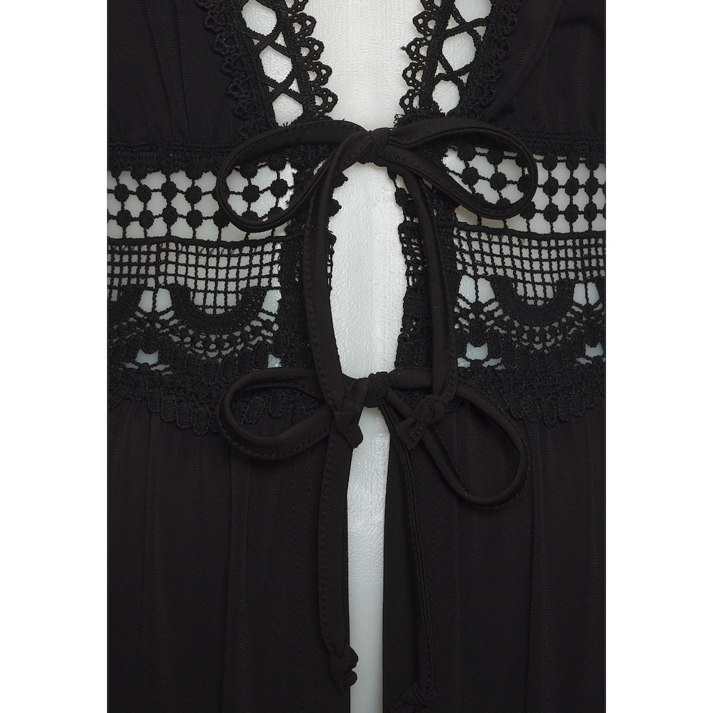 LASCANA Strandkleid, mit Spitzeneinsätzen, bügelfreie Qualität