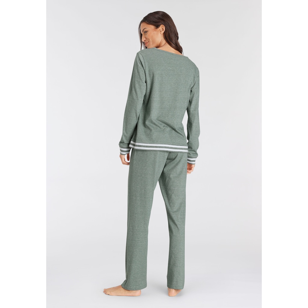 Vivance Dreams Pyjama, (2 tlg.), mit gestreiften Bündchen