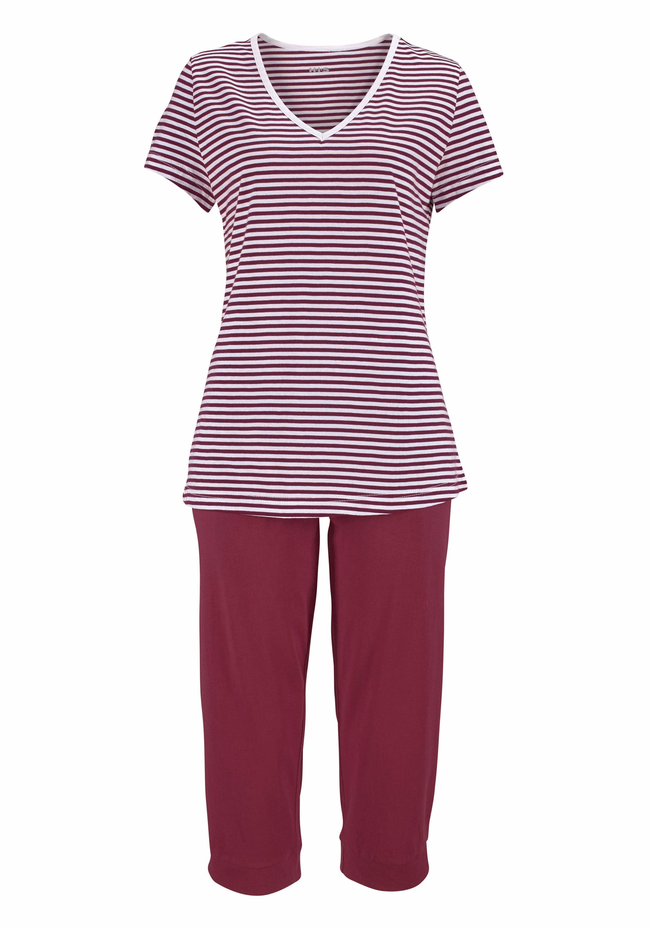 H.I.S Capri-Pyjama 2 tlg. mit geringeltem T-Shirt und legerer Hose
