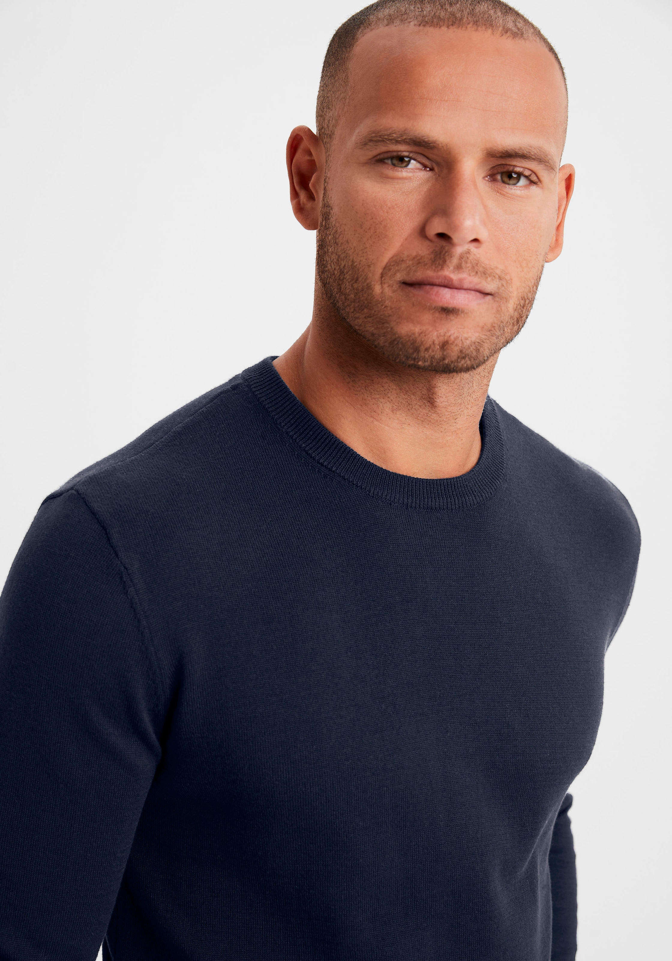 H.I.S Pull en tricot Regular Fit, Langarm, Pullover aus Feinstrick, Baumwollmischung