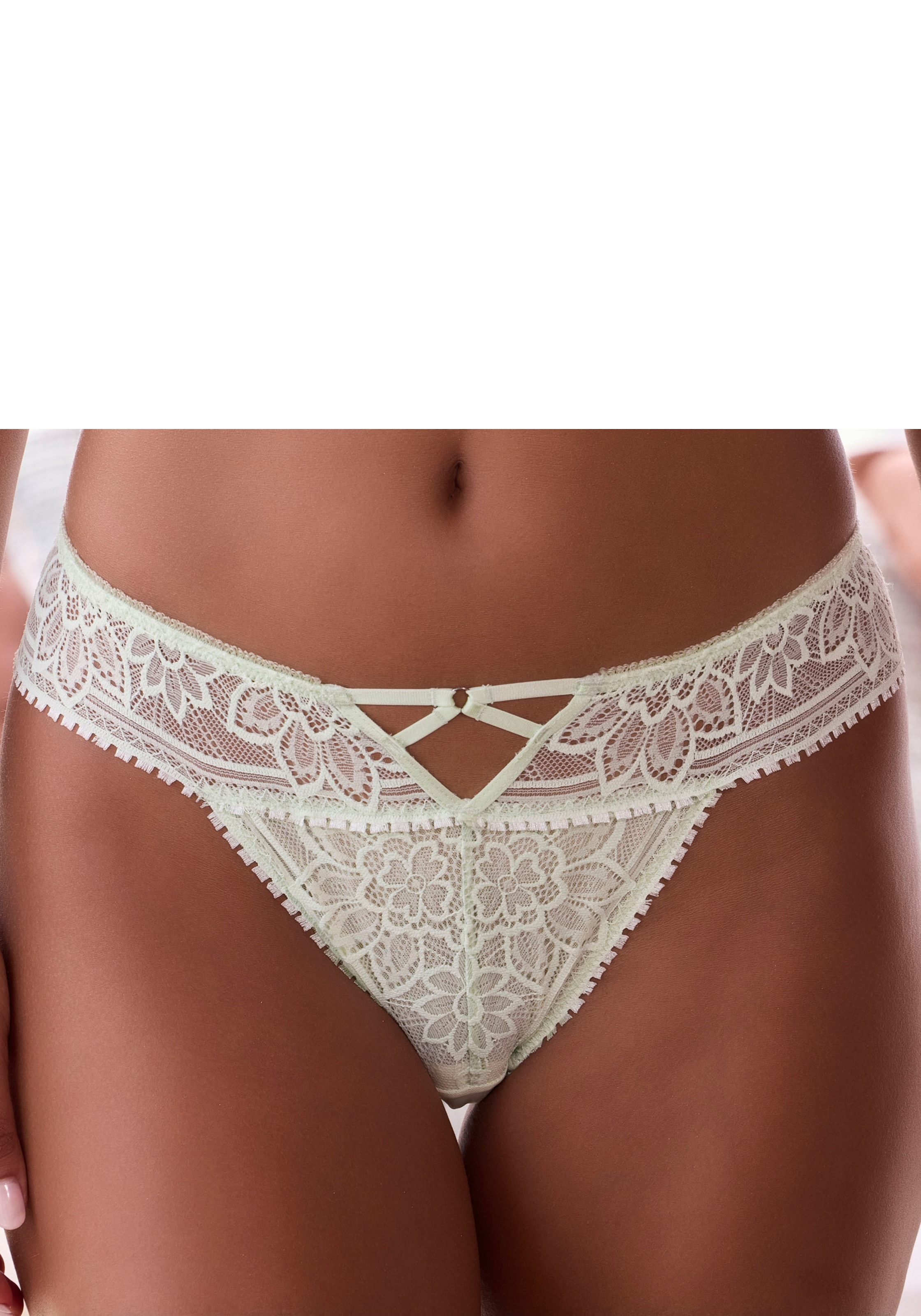 LASCANA String mit edlem Cut-Out aus floraler Jacquardspitze