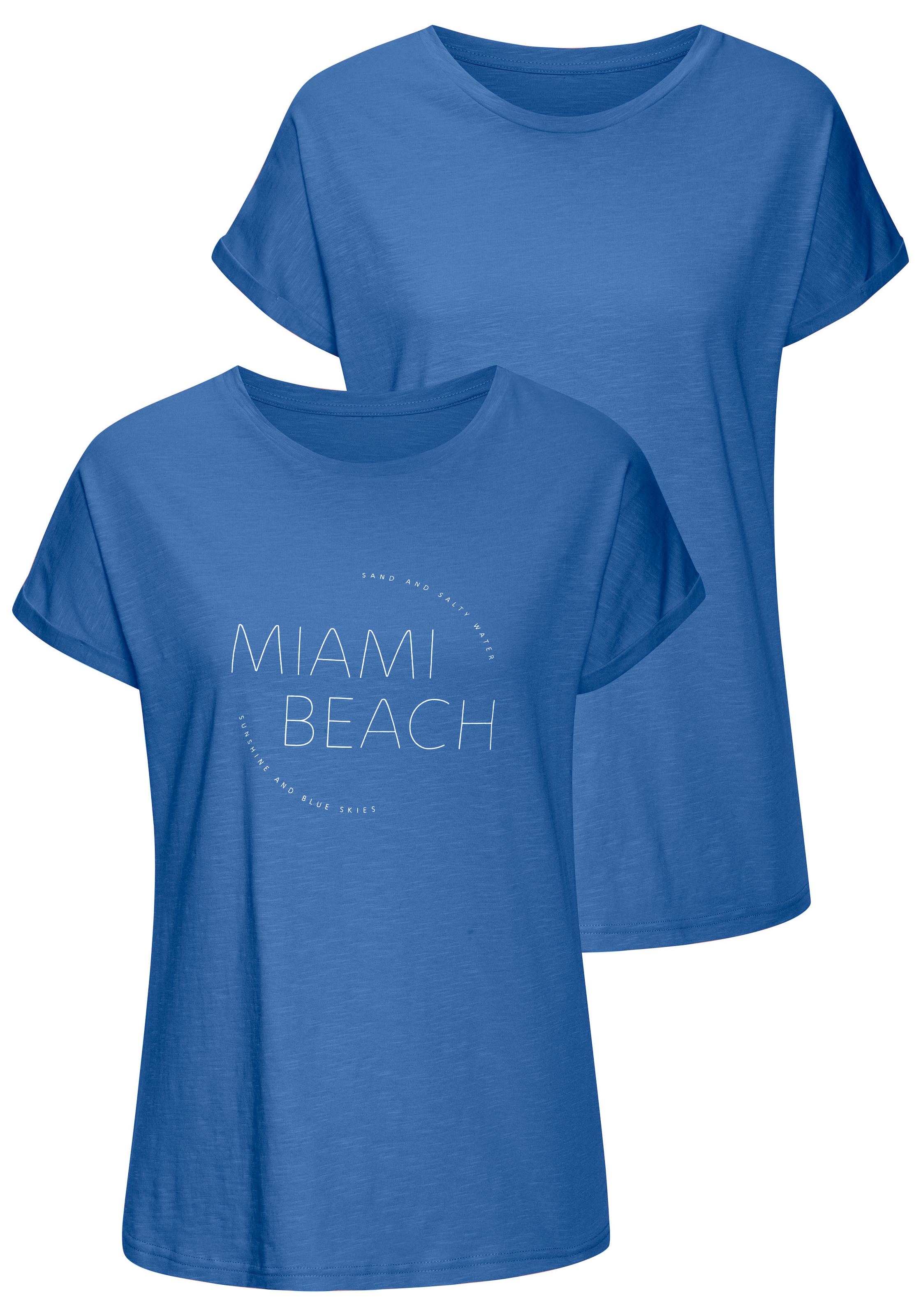Vivance T-Shirt »mit modischem Frontprint« 2er-Pack, aus weicher Baumwoll-Qualität