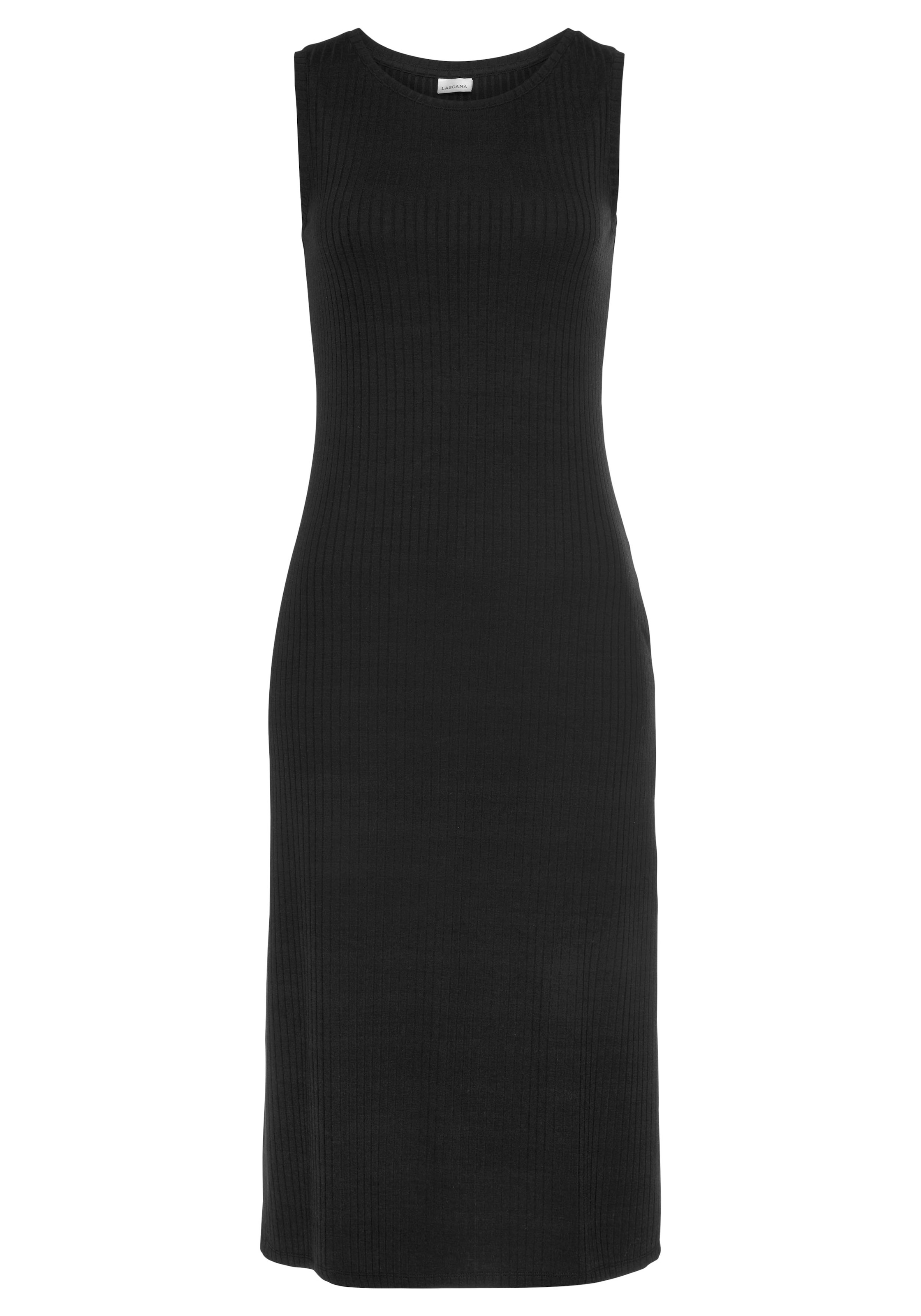 LASCANA Midikleid, aus Rippware, figurbetont, Sommerkleid, Basic