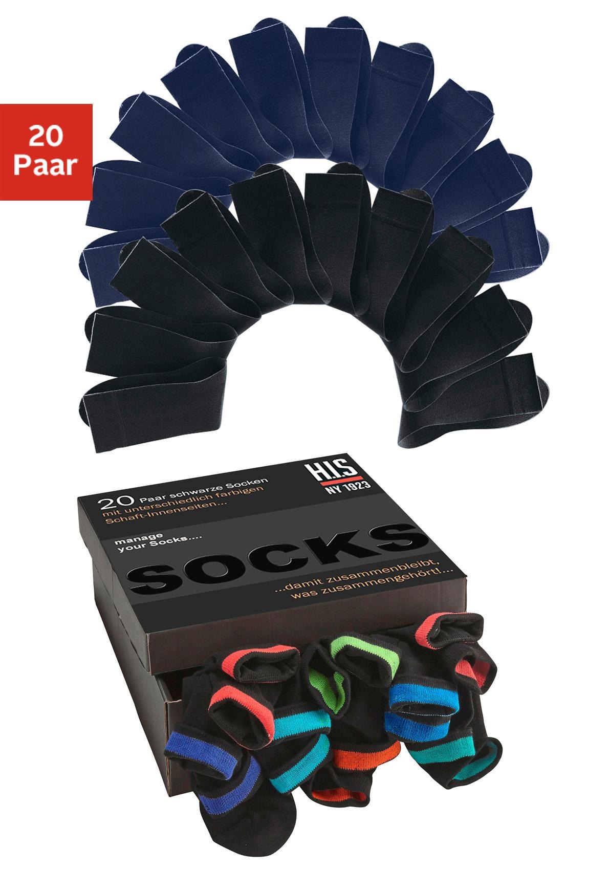 H.I.S Socken Box, 20 Paar tlg. in praktischer Geschenkbox