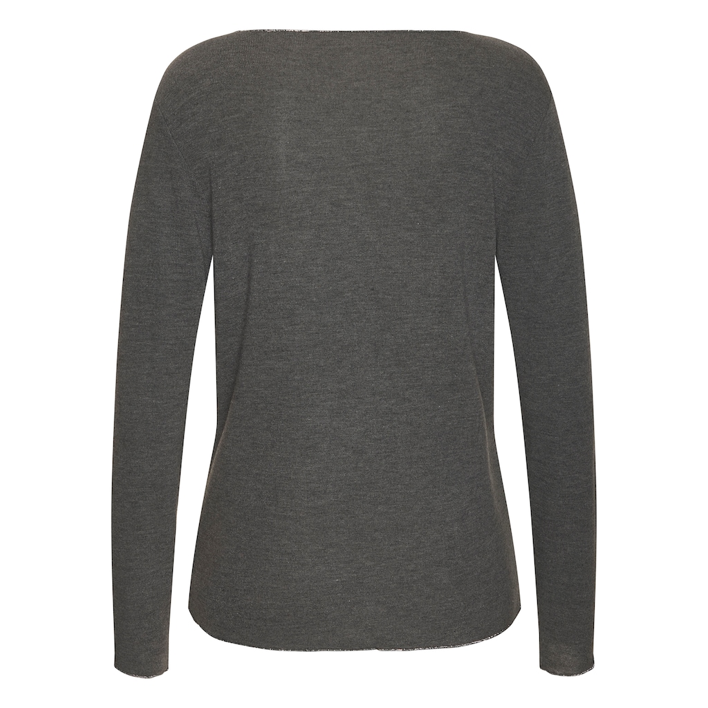 LASCANA Langarmshirt »mit feiner Glitzereinfassung«, aus weichem Viskose-Feinstrick