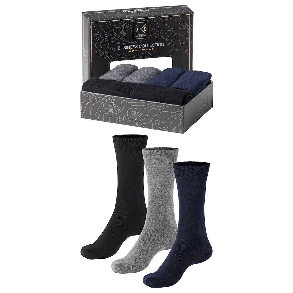 John Devin Businesssocken, (Packung, 6 Paar), lange Form, wertig in Box verpackt