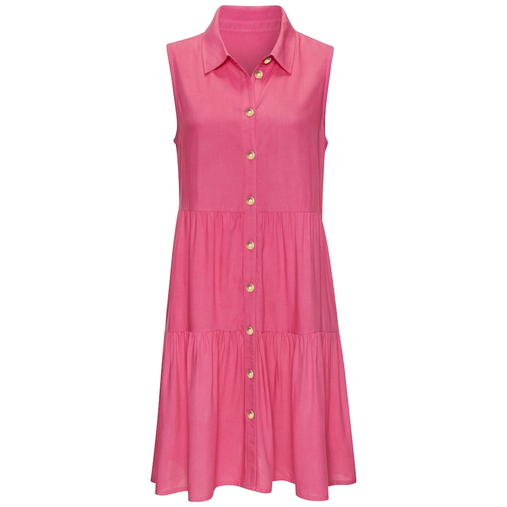 Vivance Sommerkleid, aus gewebter Viskose, Blusenkleid mit Knopfleiste und Hemdblusenkragen
