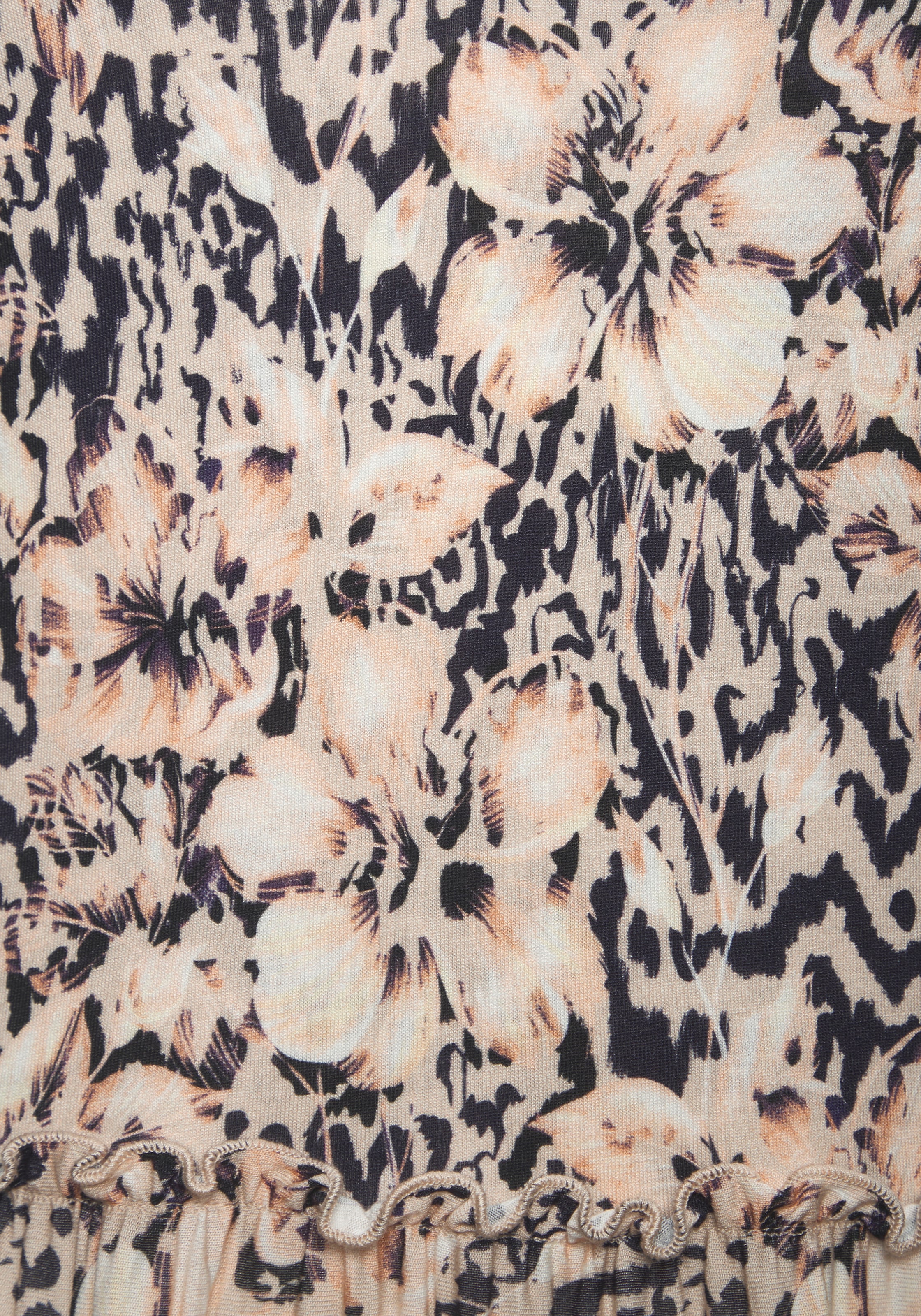 Buffalo Maxi robe »in lockerem Schnitt mit gestuftem Rockteil und Blumendruck« Sans poches longue robe de plage, robe d'été en viscose, robe en jersey aérée