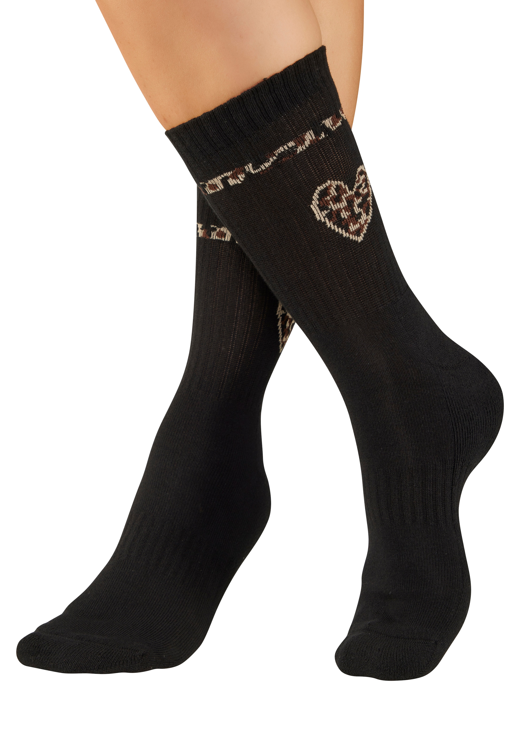 Buffalo Chaussettes de tennis »Damen Fussfrottee Sportsocken; modisch« Paquet, 5 Couple tlg. dans différents motifs animaliers