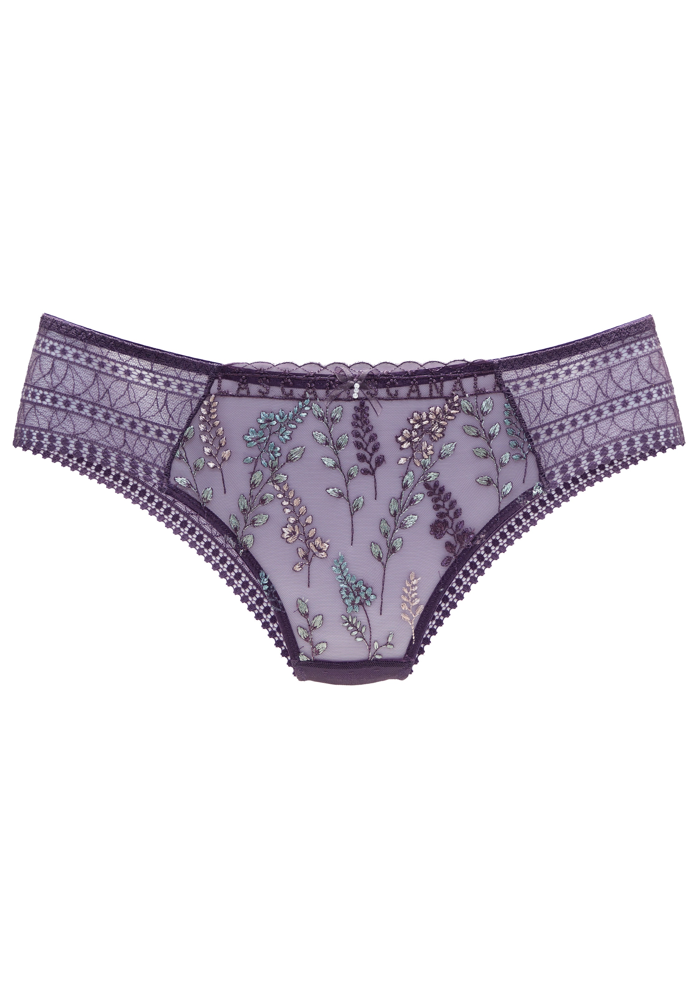 LASCANA Panty, mit glänzender Blumenstickerei