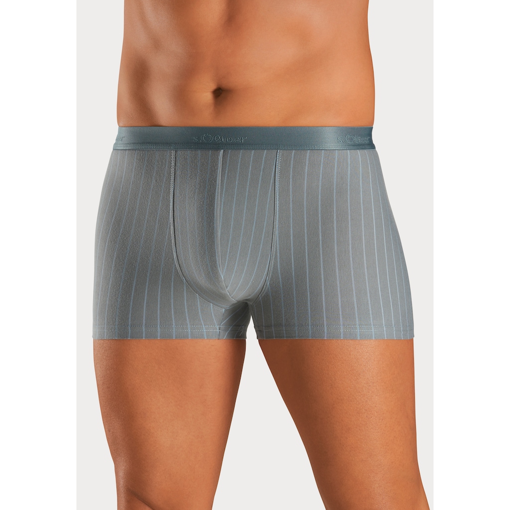 s.Oliver Boxer »Boxershorts für Herren«, (Packung, 3 St.), in Streifen und Uni aus Baumwoll-Mix