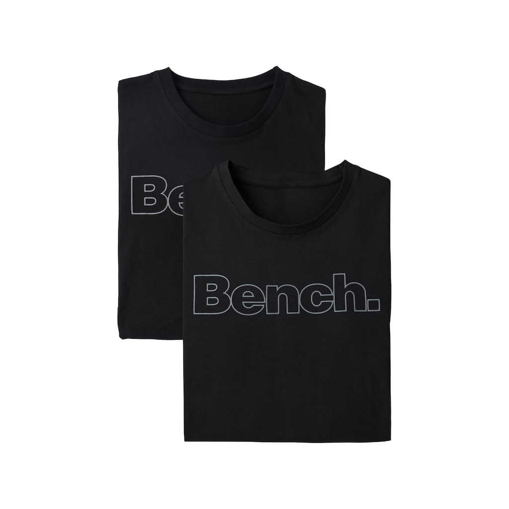 Bench. Loungewear T-Shirt, (2 tlg.), Shirt mit Logoprint, Basicshirt mit Rundhals aus reiner Baumwolle