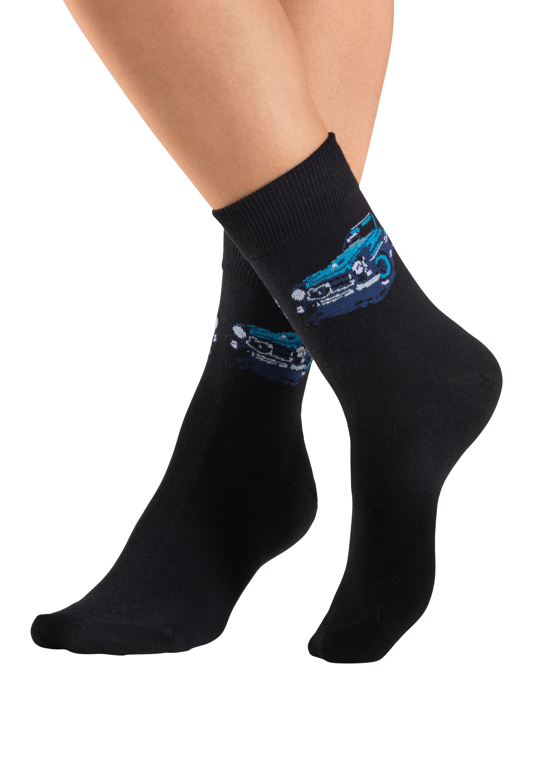 H.I.S Freizeitsocken »Damen und Herrensocken Motivsocken« Packung, 5 Paar tlg. mit eingestrickten Automobil Motiven