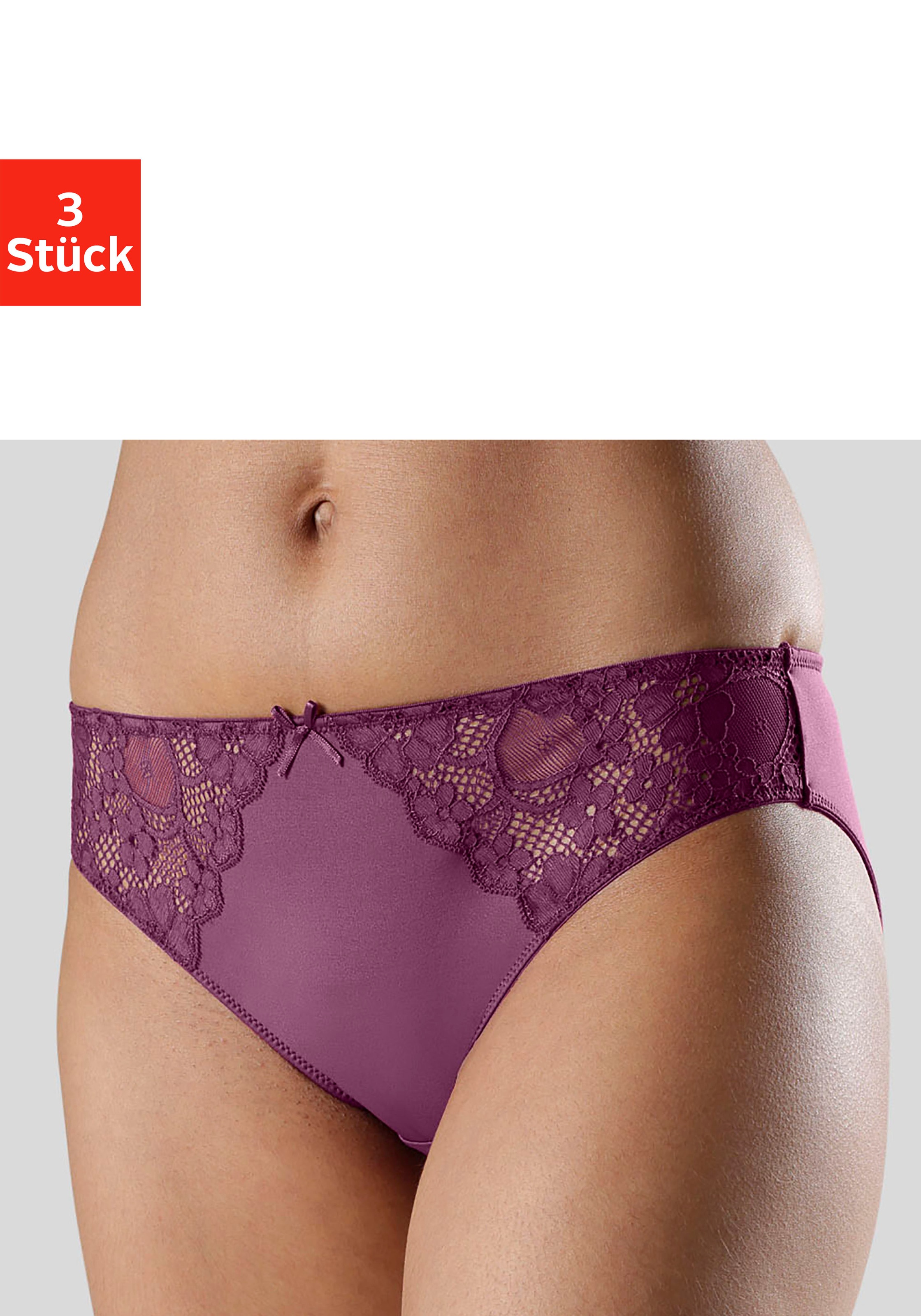petite fleur Slip 3 Stk. mit leicht transparenter Jacquardspitze an den Seiten