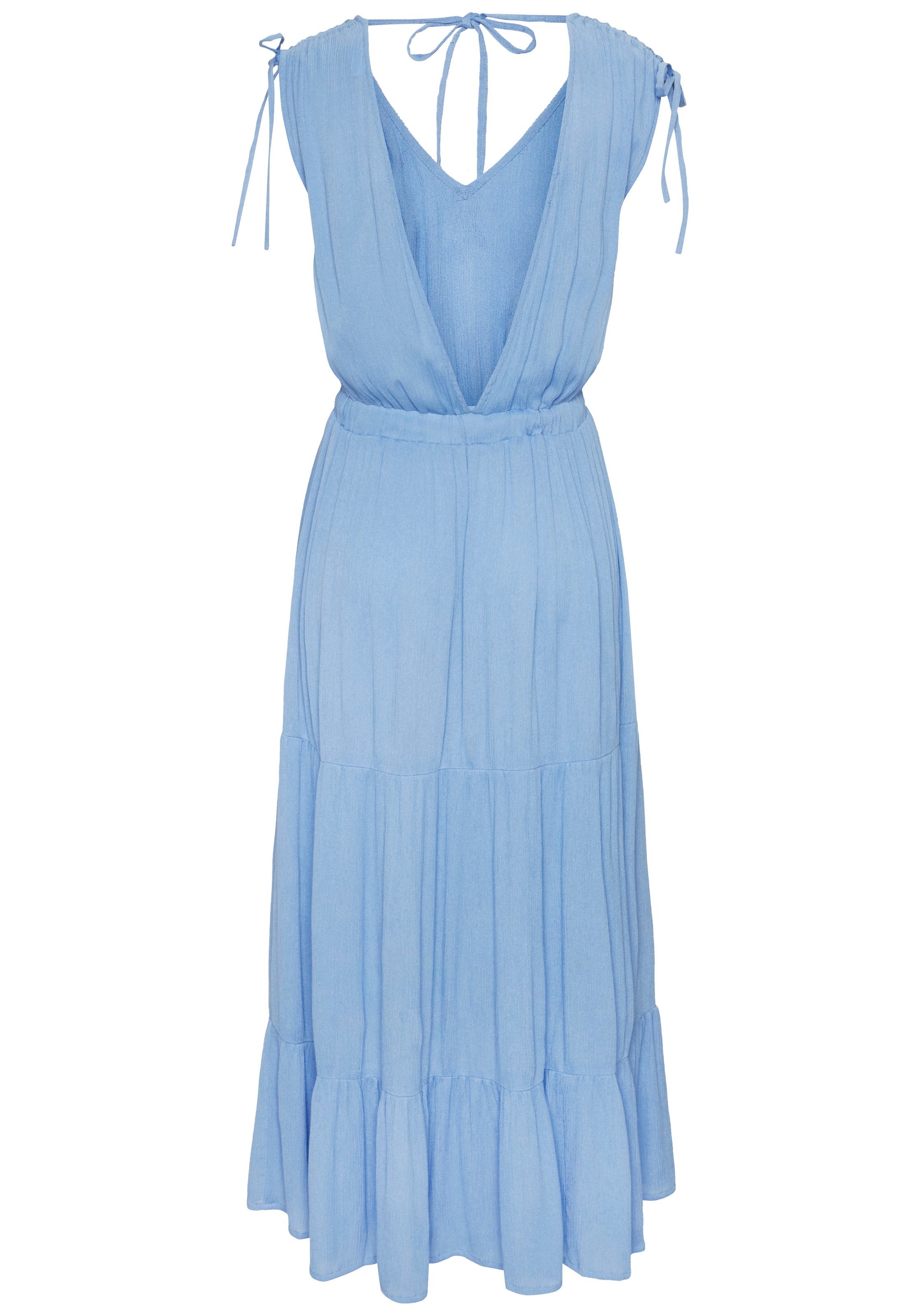 LASCANA Maxikleid mit tiefem Ausschnitt aus gekreppter Viskose