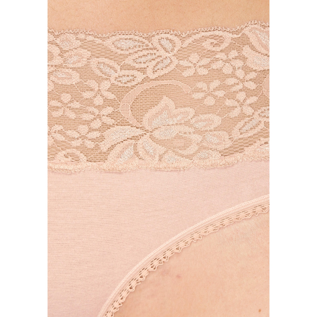 Vivance Slip, (3er-Pack), aus elastischer Baumwolle mit floraler Spitze