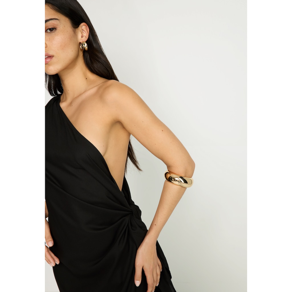 LSCN by LASCANA One-Shoulder-Kleid, mit goldfarbenen Zieraccessoire am Träger, Strandkleid
