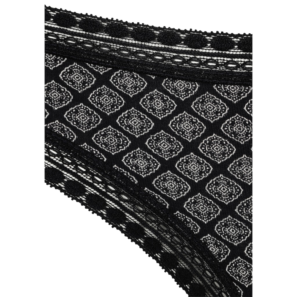 LASCANA String, (3er-Pack), aus elastischer Baumwolle mit weicher Spitze