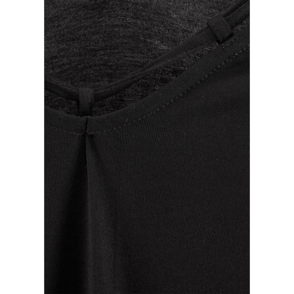 s.Oliver T-Shirt, mit Zierbändern am Ausschnitt, Kurzarmshirt, sommerlich