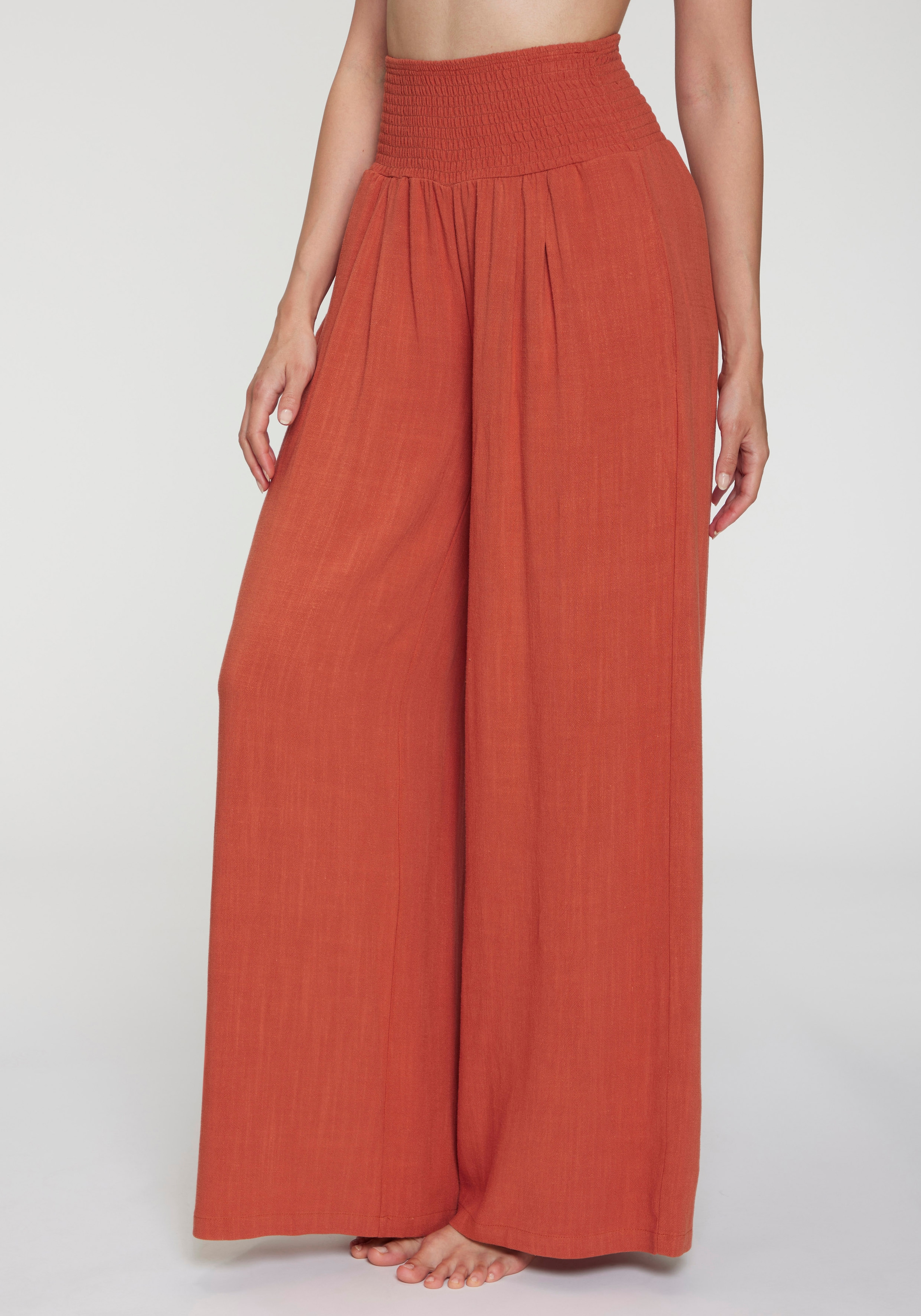 French Connection Leinenhose  mit gerafftem Bund, weite Palazzohose für den Sommer