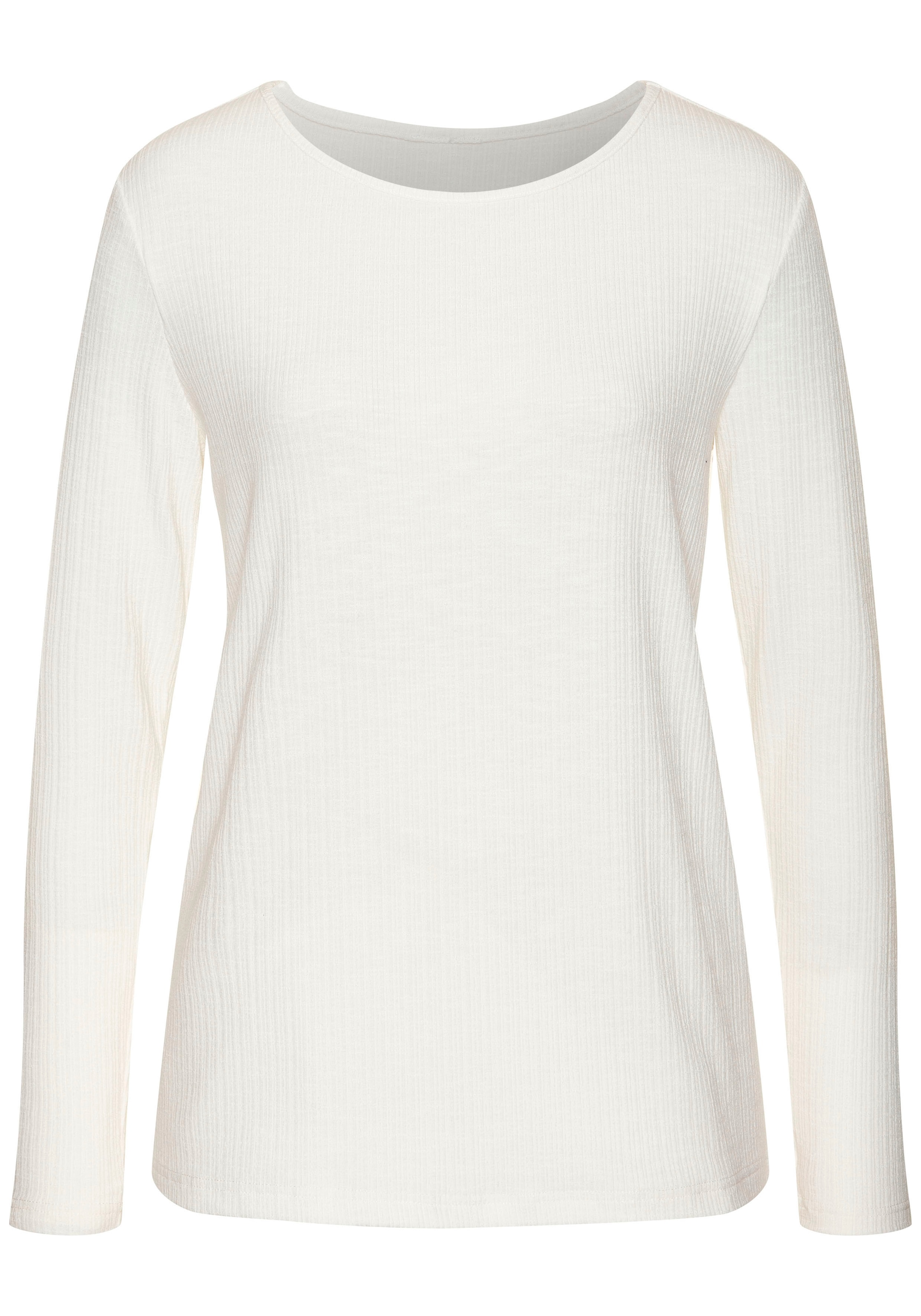 Vivance Langarmshirt »mit modischer Rippstruktur«, aus weichfliessender Qualität mit Viskose