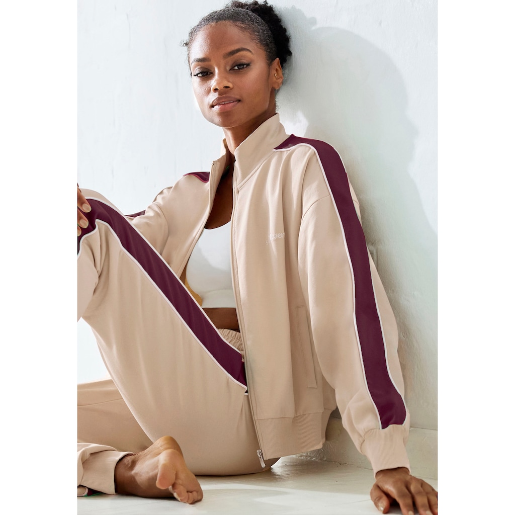 s.Oliver Sweatjacke, mit Reissverschluss und Kontrast Einsätzen, Loungewear