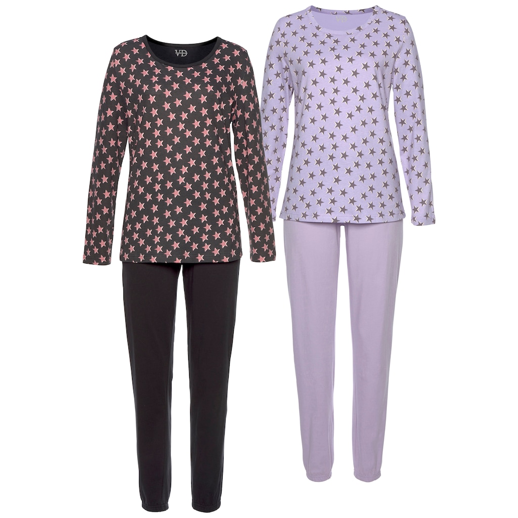 Vivance Dreams Pyjama, (4 tlg., 2 Stück), mit Sternenmuster