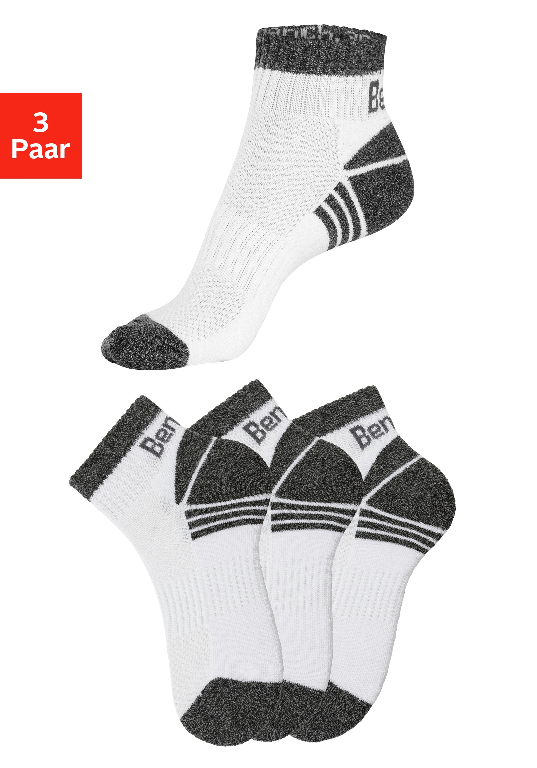 Bench. Kurzsocken Packung, 3 Paar tlg. mit Mittelfussgummi und Pikee