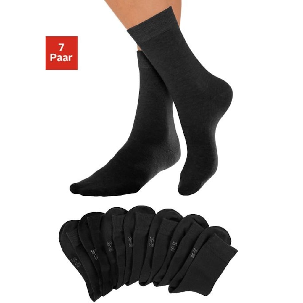 Lavana Basicsocken, (Packung, 7 Paar), mit druckfreiem Bündchen