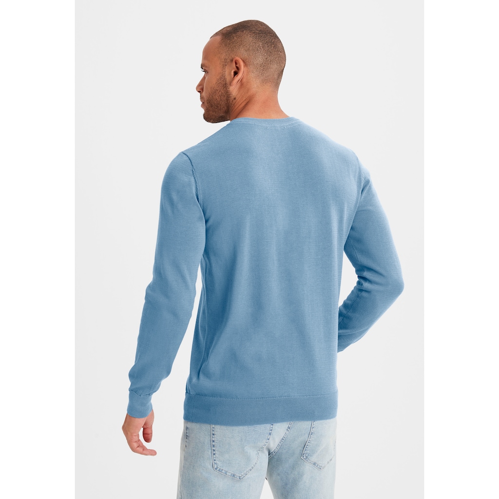 H.I.S Strickpullover, mit V-Ausschnitt, Pullover aus Feinstrick, Baumwollmischung
