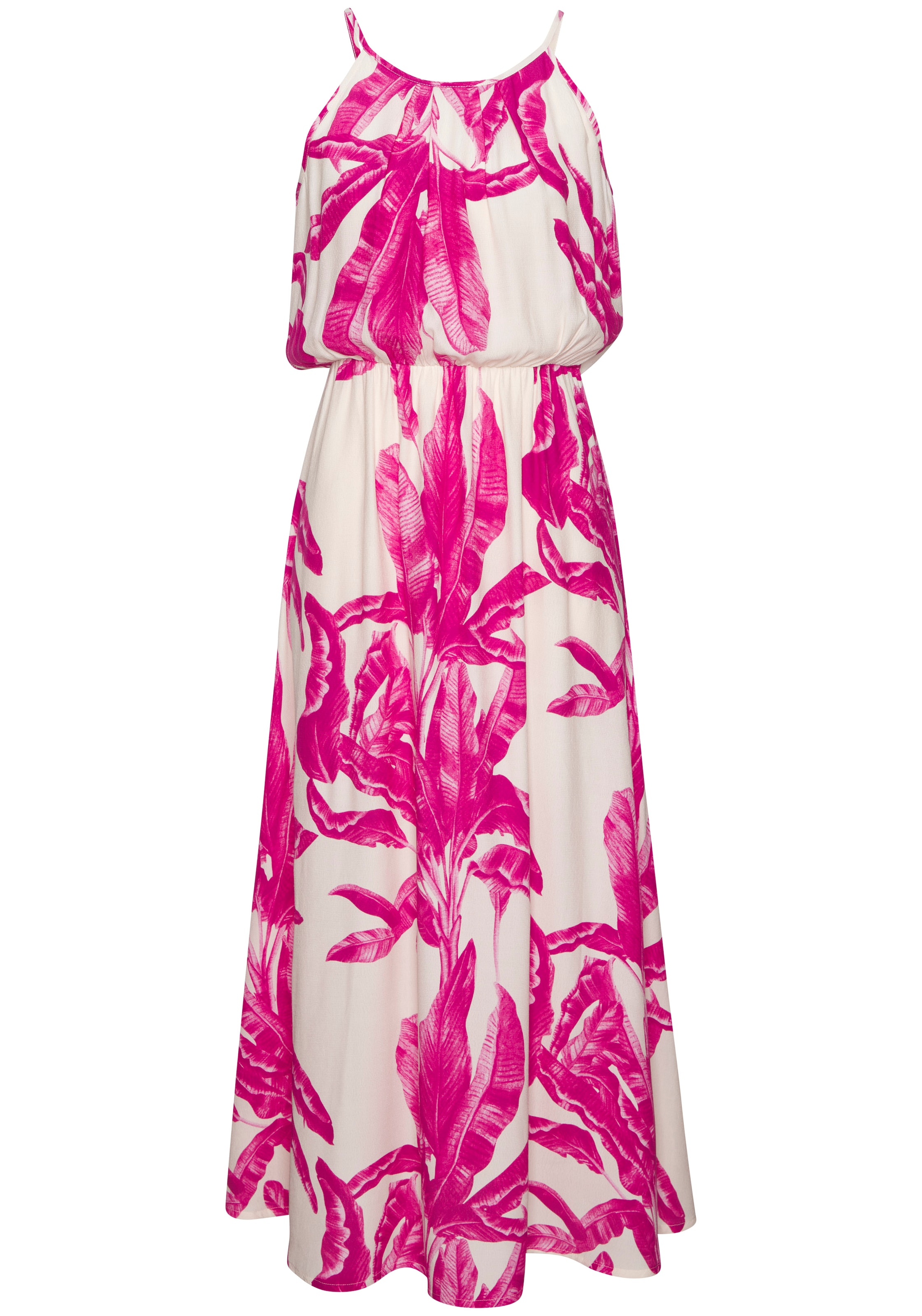 LASCANA Maxi robe »mit Alloverprint und Knopfleiste hinten, aus gewebter Viskose« luftiges Sommerkleid, elegantes Webkleid, casual