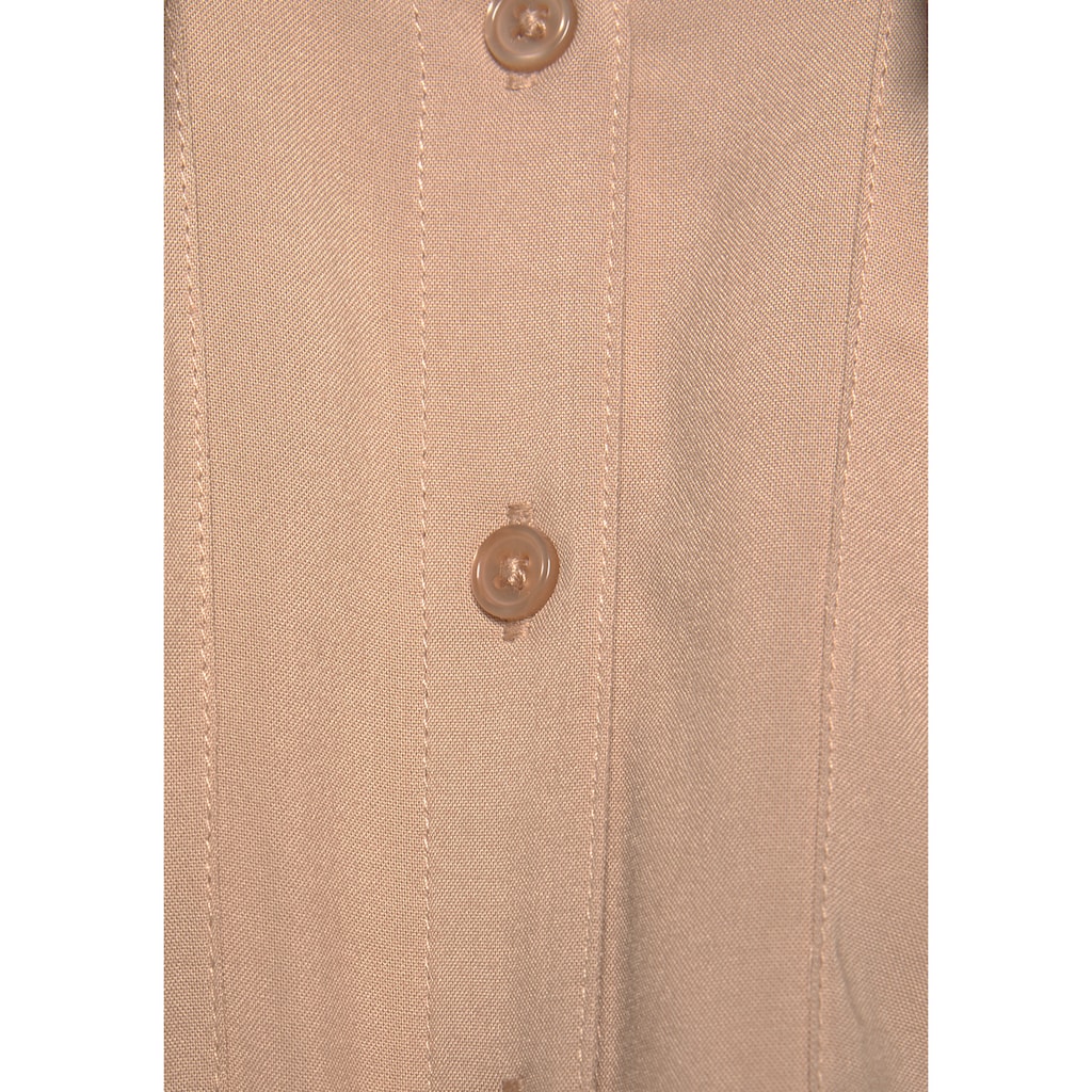 LASCANA Kurzarmbluse, mit Knotendetail und Knopfleiste, Hemdkragen, Damenbluse
