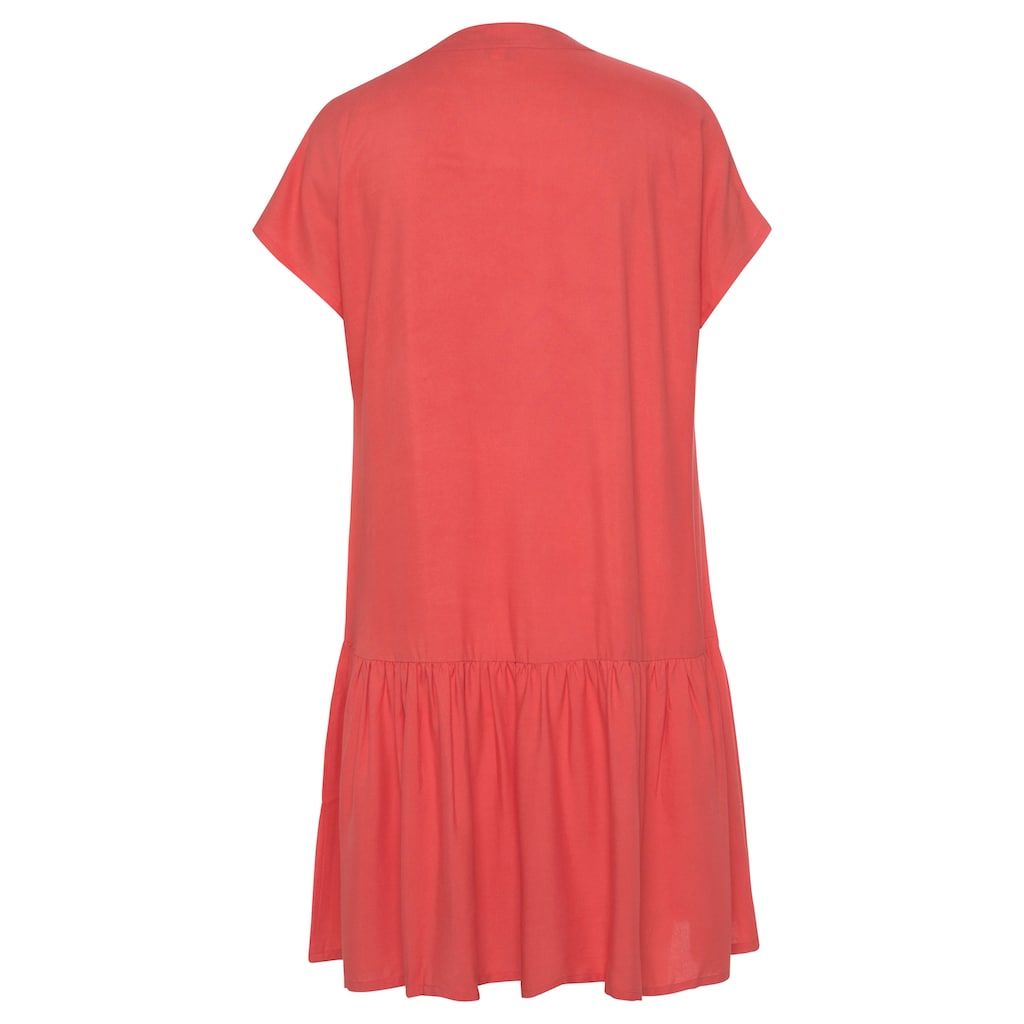s.Oliver Blusenkleid, mit Volant am Rock, Tunikakleid, Sommerkleid, Basic