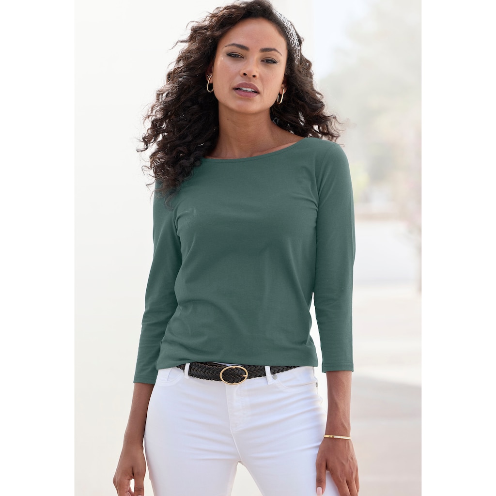 LASCANA 3/4-Arm-Shirt, (2er-Pack), aus elastischer Baumwoll-Modal-Qualität