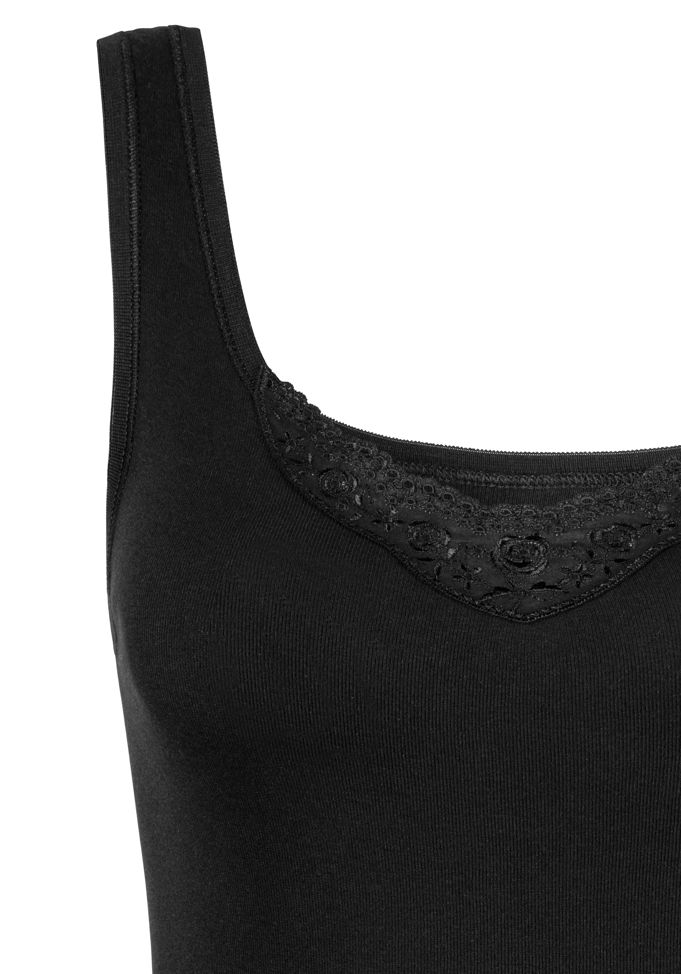 Schiesser Unterhemd »Cotton Essentials« 2er-Pack,  mit zwei unterschiedlichen Batist-Stickerei-Motiven