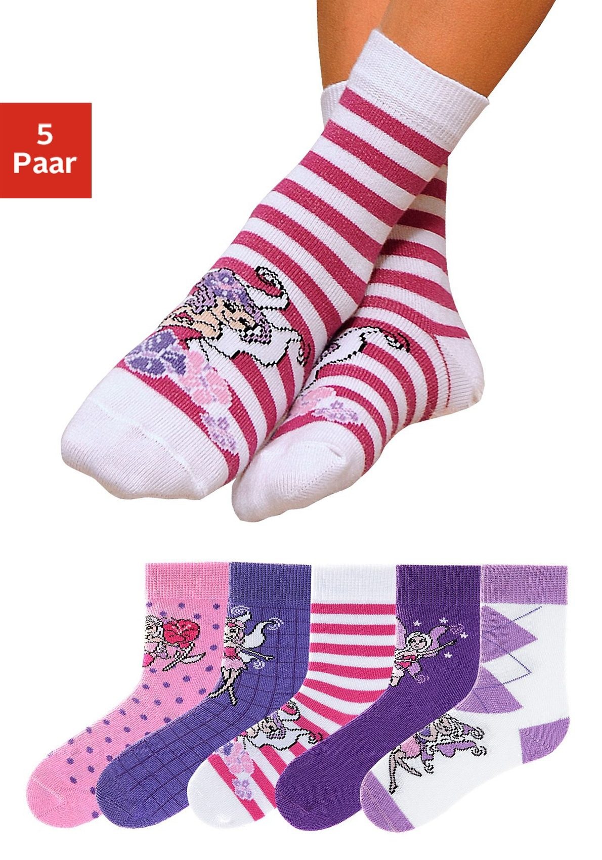 H.I.S Socken Packung, 5 Stk. tlg. in 5 farbenfrohen Designs