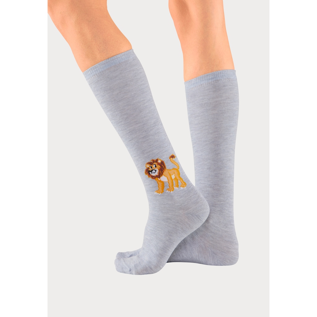 H.I.S Kniestrümpfe, (Packung, 5 Paar), mit eingestricktem Moriv