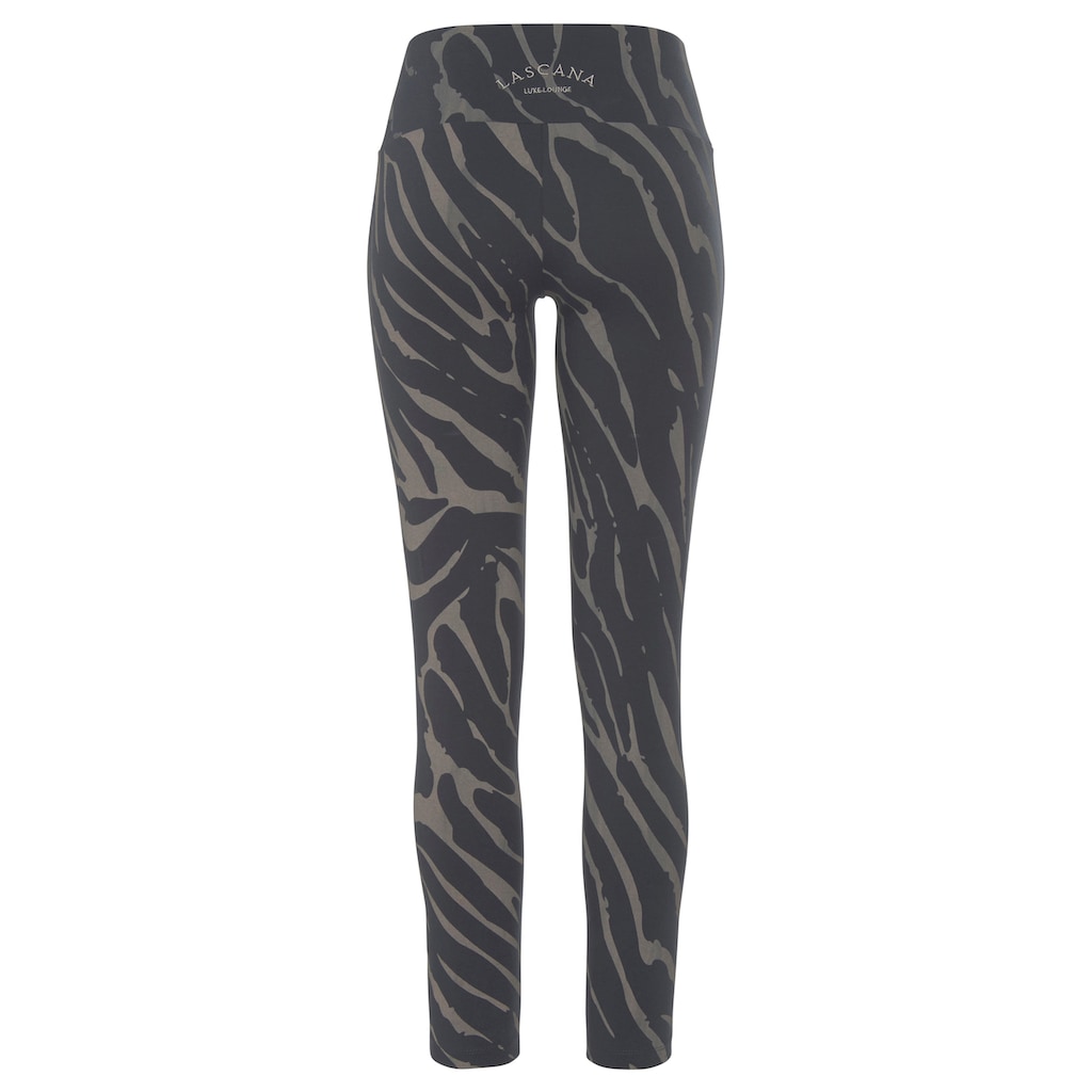LASCANA Leggings, mit Zebramuster und breitem Bund, Loungewear