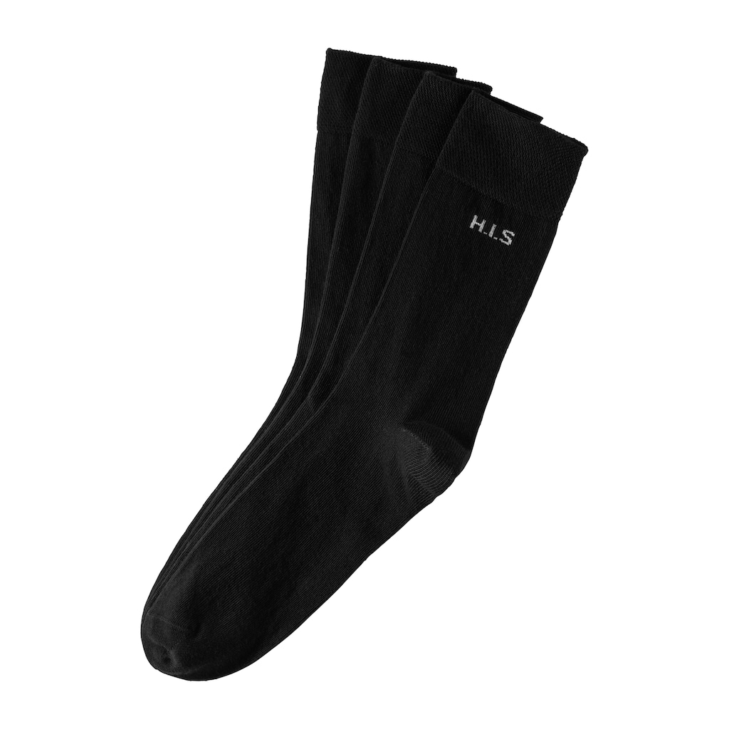 H.I.S Socken, (Packung, 4 Paar), mit druckfreiem Bündchen