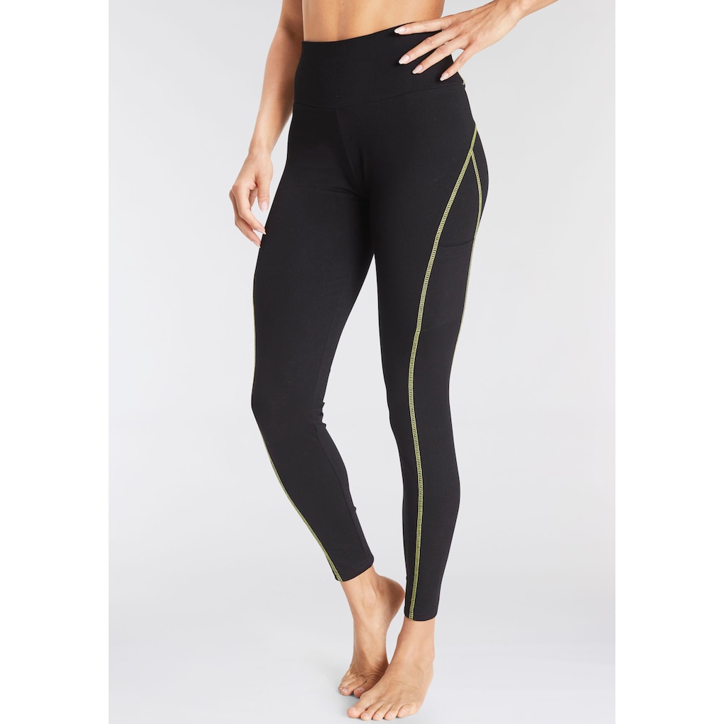LASCANA ACTIVE Leggings, mit Kontrastnähten und breitem Bund