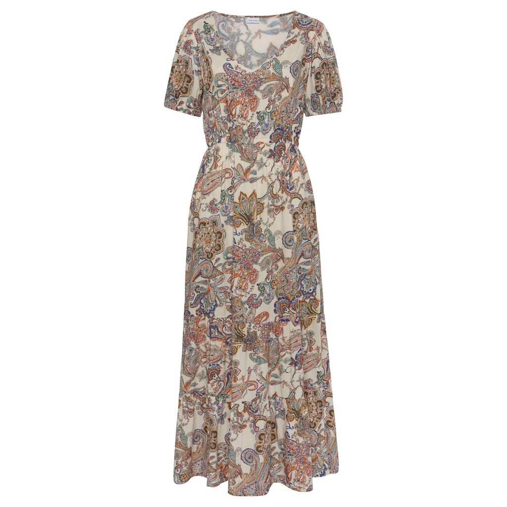 Vivance Maxikleid, aus gewebter Viskose, Paisleyprint, Druckkleid, Volants